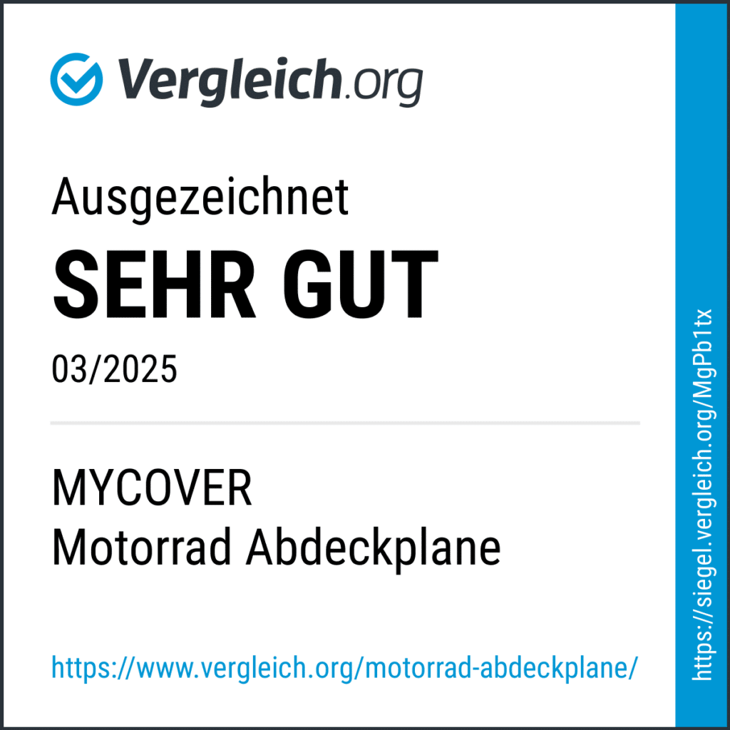 Seal of recommendation 2024 for MYCOVER Motorcycle covers - result of an independent Motorcycle covers test